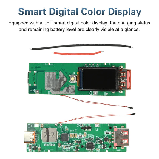 22.5W Fast Charging Module TFT Color Screen Digital DIY Power Bank Kit 21700 Battery Case Fast Charging Mini Portable Power ﻿ - Shoppiline