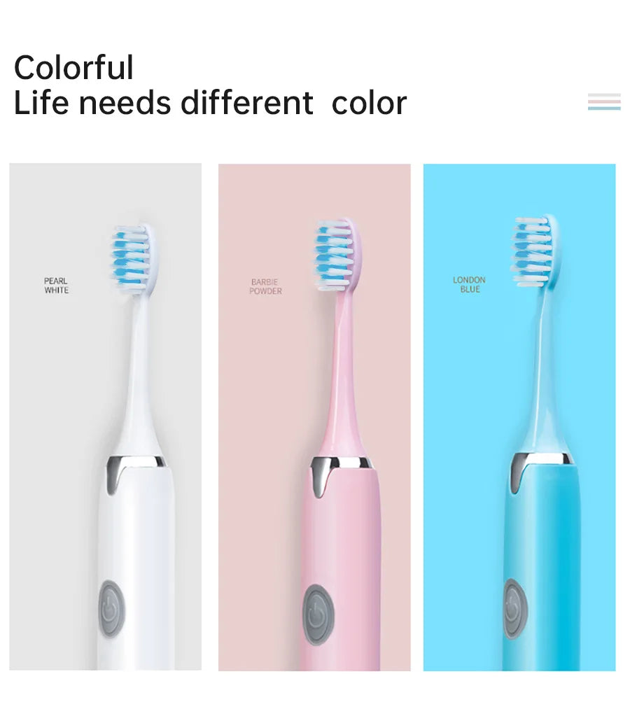Tongwode Sonic Electric Toothbrush IPX7 Waterproof Adult Couple Home Use Soft Bristle Replaceable With 6 Tooth Brush Heads