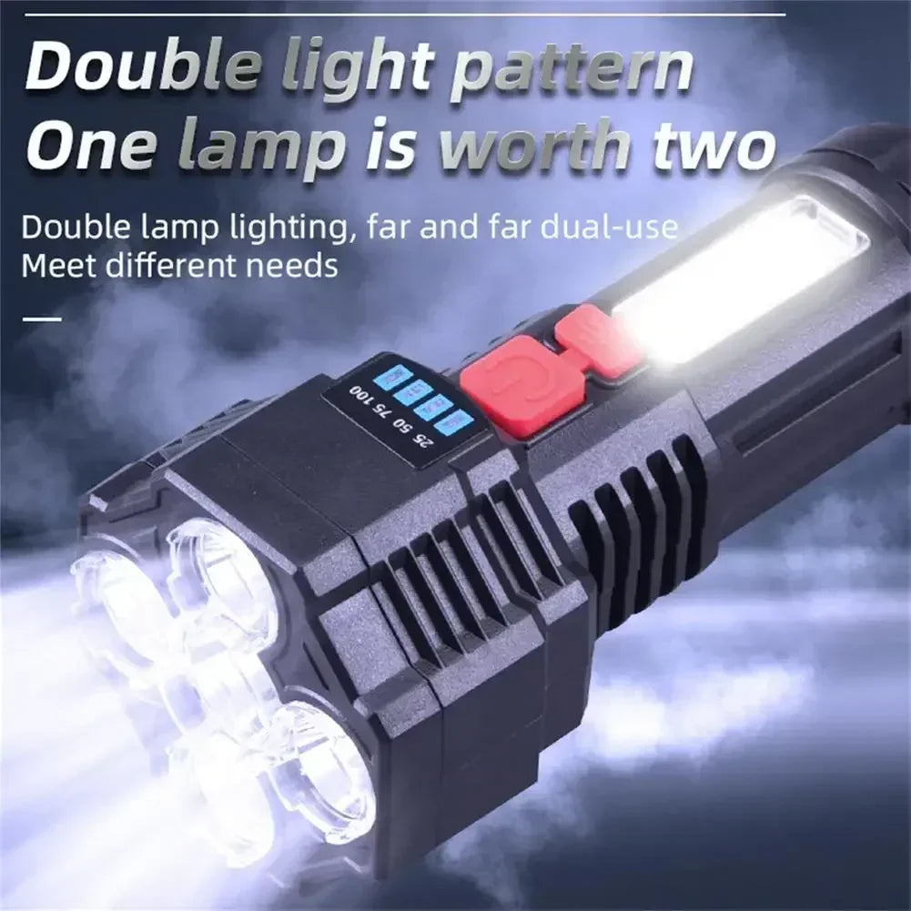 5 LED High Power Led Flashlights Rechargeable Camping Torch 5 Lighting Modes For Outdoor Camping Adventure Lamp with Side Light