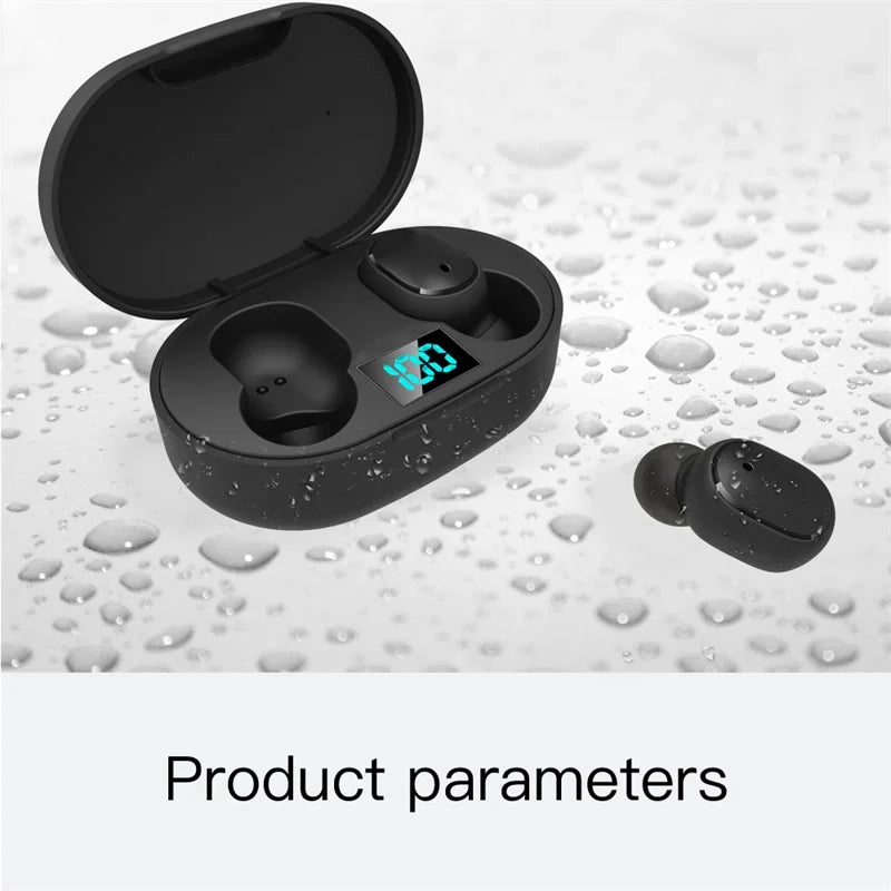Digital Display Bluetooth Earphones with Mic TWS E6S Wireless Bluetooth Headset Noise Cancelling Headset for Xiaomi Huawei Oppo