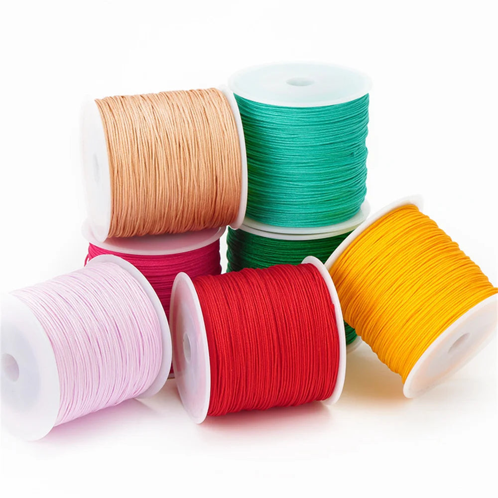 50Yds 0.8mm Crafts Nylon Cord For Jewelry Making Braided Nylon Satin String for Bracelets Necklace Jewelry Accessories