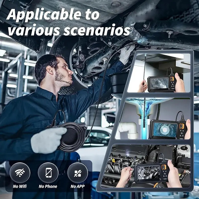 Industrial Endoscope Camera 8mm HD1080P 4.3inch IPS Screen 1080P Pipe Inspection Camera for Car Repair IP67 Waterproof 8 LEDS - Shoppiline