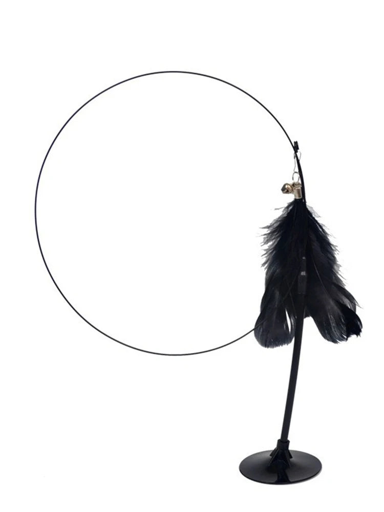 Cat Teaser Toy Interactive Bell & Feather Wand Long Suction Cup Pole for Exciting Playtime Adventures - Ultimate Cat Toy