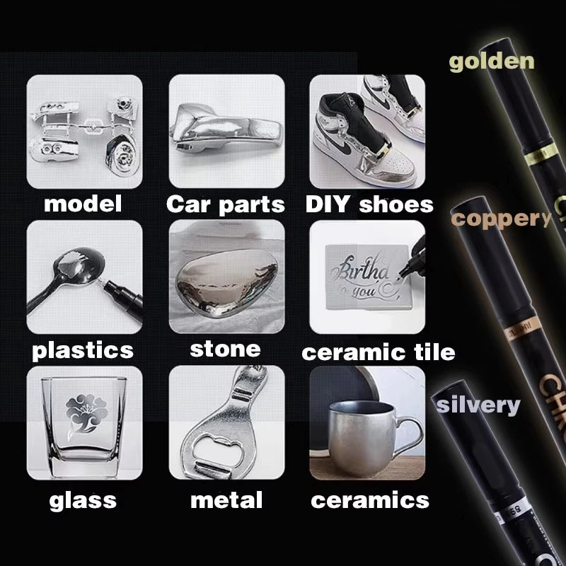 1/2pcs Mirror Marker Pen DIY Reflective Paint Pens Mirror Markers Chrome Gold SILVER Marker Signature Car Styling Art Craftwork