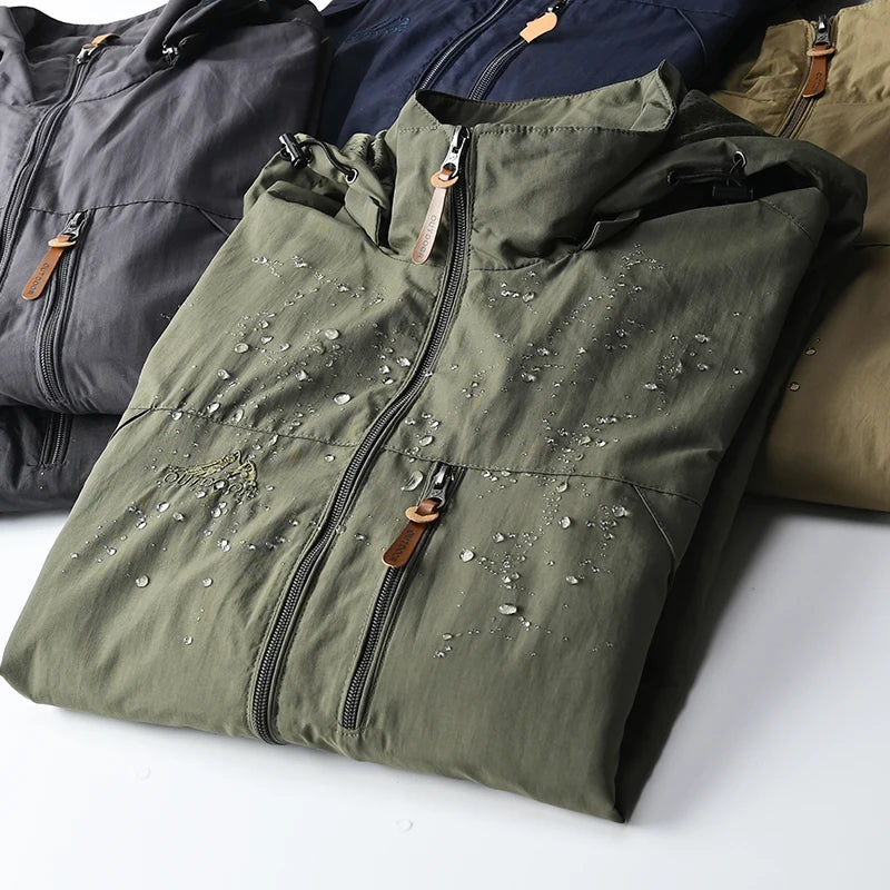 Windbreaker Herren Taktische Jacke Wasserdicht Outdoor Kapuzenmantel Sport Militär Europäische Größe S-5XL Feldklettern Dünne Oberbekleidung