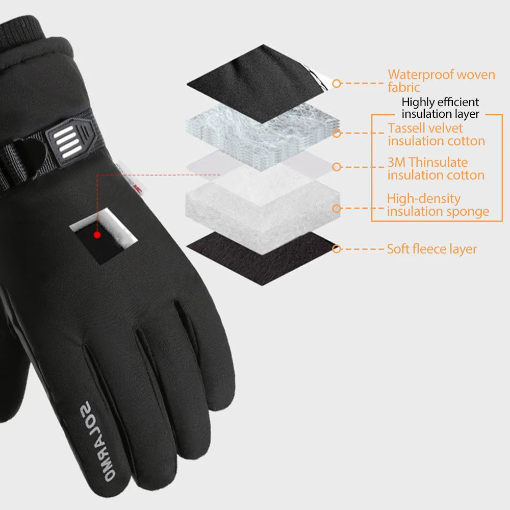 NEWBOLER Keep Warm Bicycle Gloves Full Finger Men Winter Autumn Windproof Cycling Glove Touch Screen MTB Road Bike Gloves