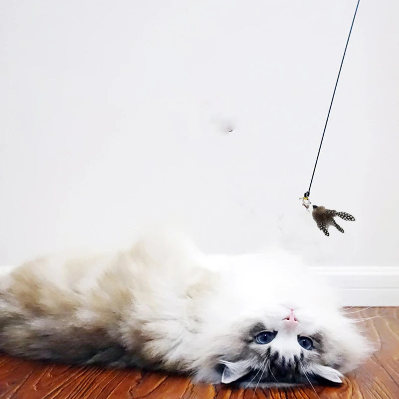 Cat Teaser Toy Interactive Bell & Feather Wand Long Suction Cup Pole for Exciting Playtime Adventures - Ultimate Cat Toy