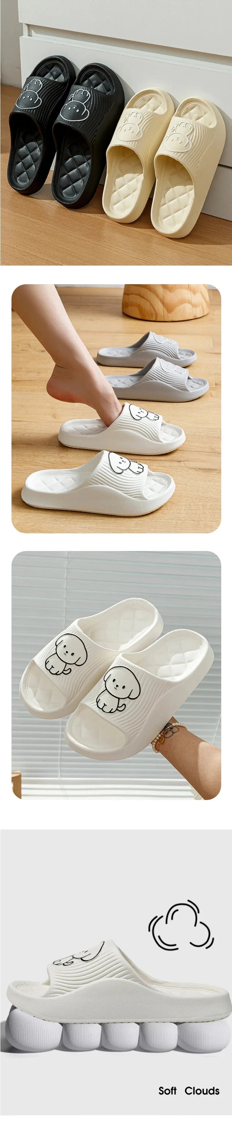 Cute Couple Pillow Slippers Female Bathroom Bath Non-slip  High Quality Soft  Sole Indoor Home Eva Thick Bottom Sandals