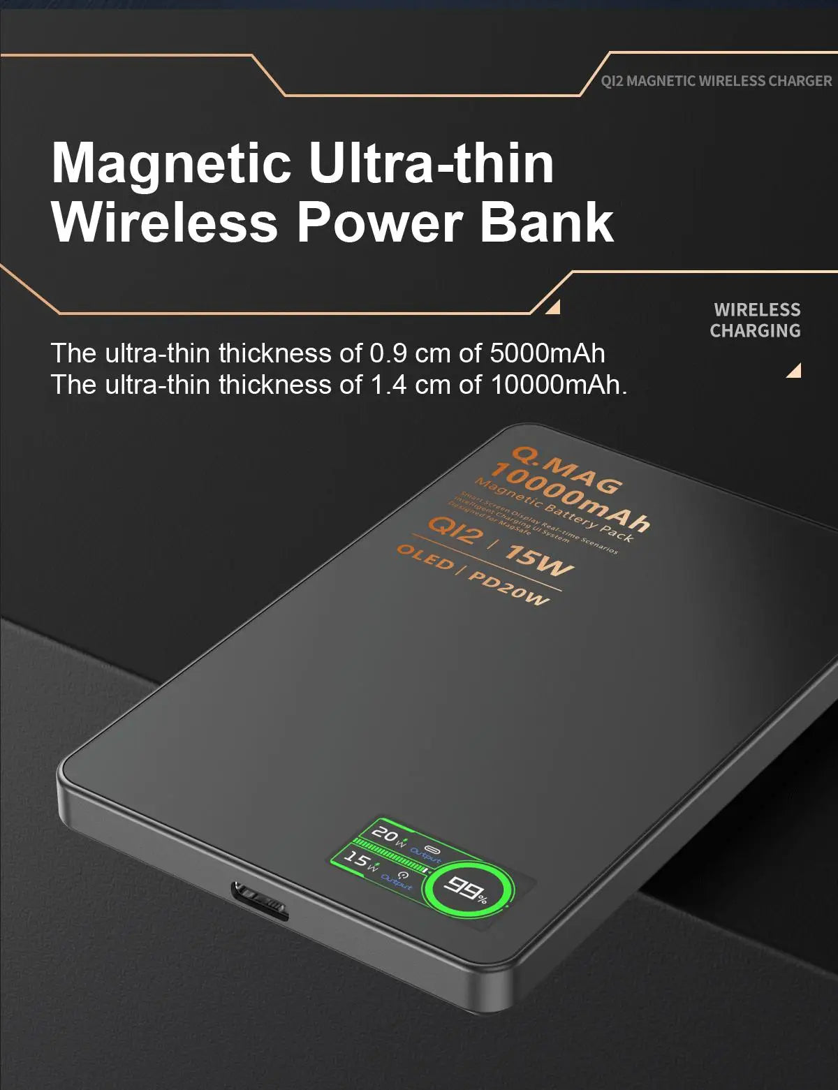 QI 2.1 Magnetic Powerbank Wireless Fast Charing Spare Portable External Battery for iPhone 12-17 Pro Watch Airpods 5000/10000mAh - Shoppiline
