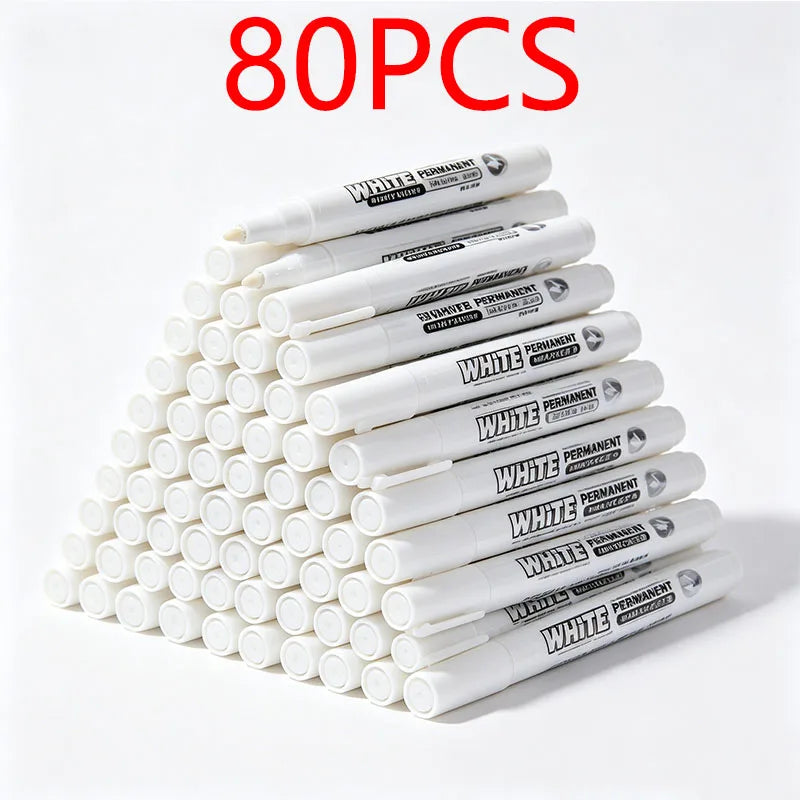 New 1/2/3PCS Waterproof Metal Marker Permanent White Paint Pen Washing Art Painting Graffiti Pens Fabric Wood Leather Marker1MM
