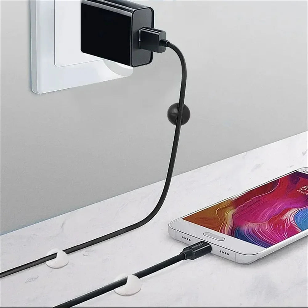 20Pcs Round Cord Clips Silicone Winder Organizer Cable Clip Desk Tidy Management Wire Holder for Car USB Charging Tablet Wires
