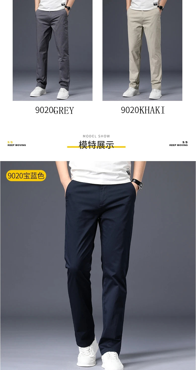 Mens Pants Cotton Casual  Stretch male trousers man long Straight High Quality 4 color Plus size pant suit  42 44 46 - Shoppiline