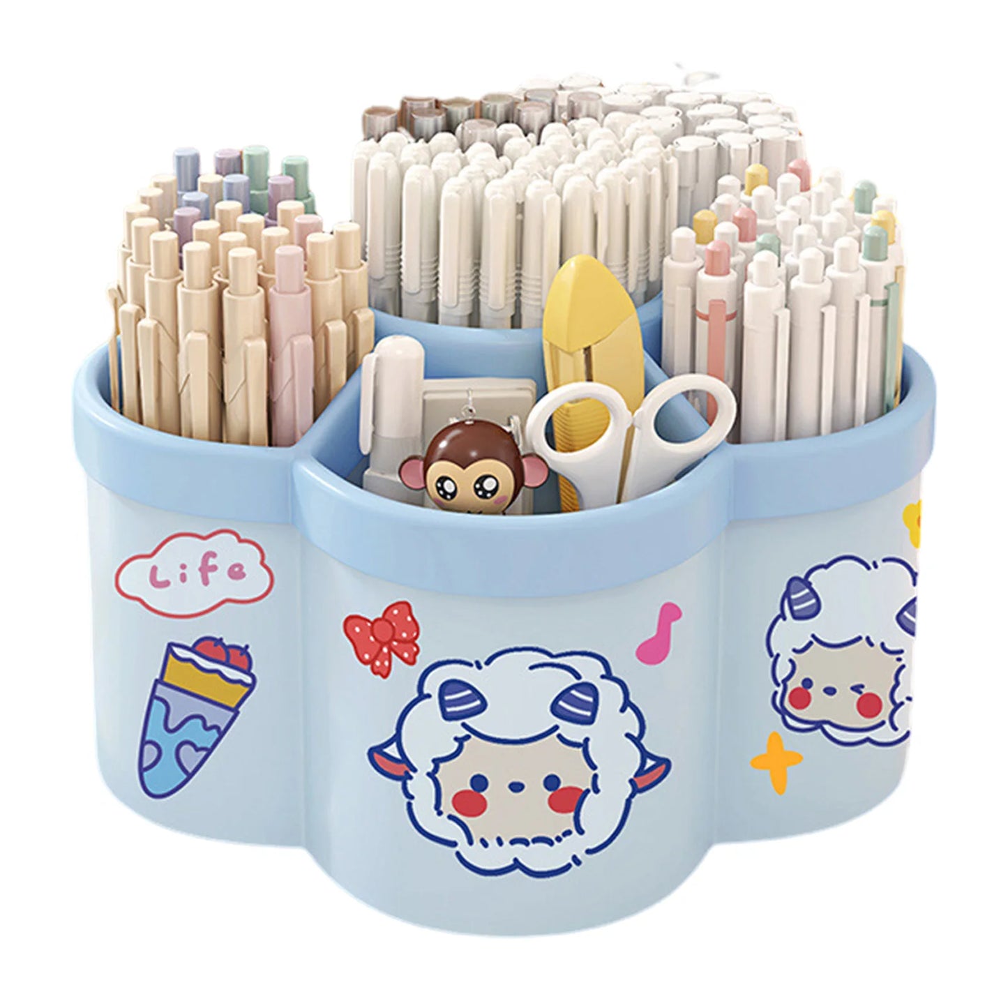 Rotating Pen Holder Desk Organizers Large Capacity Pen Storage Box Cosmetic Brush Organization Box Study Dormitory Accessories - Shoppiline