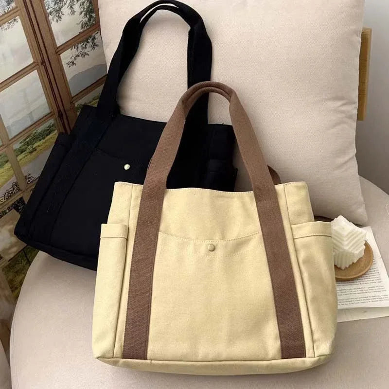 Large Capacity Canvas Tote Bags for Work Commuting Carrying Bag College Style Student Outfit Book Shoulder Bag Shopping Bag