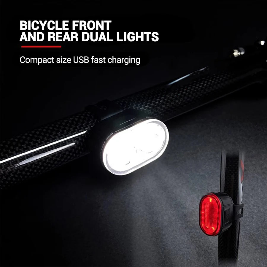 USB Rechargeable Bicycle Lights Bike Safety Warning Lamp Outdoor Waterproof Cycling Flashlight For Mountain And Road Bikes