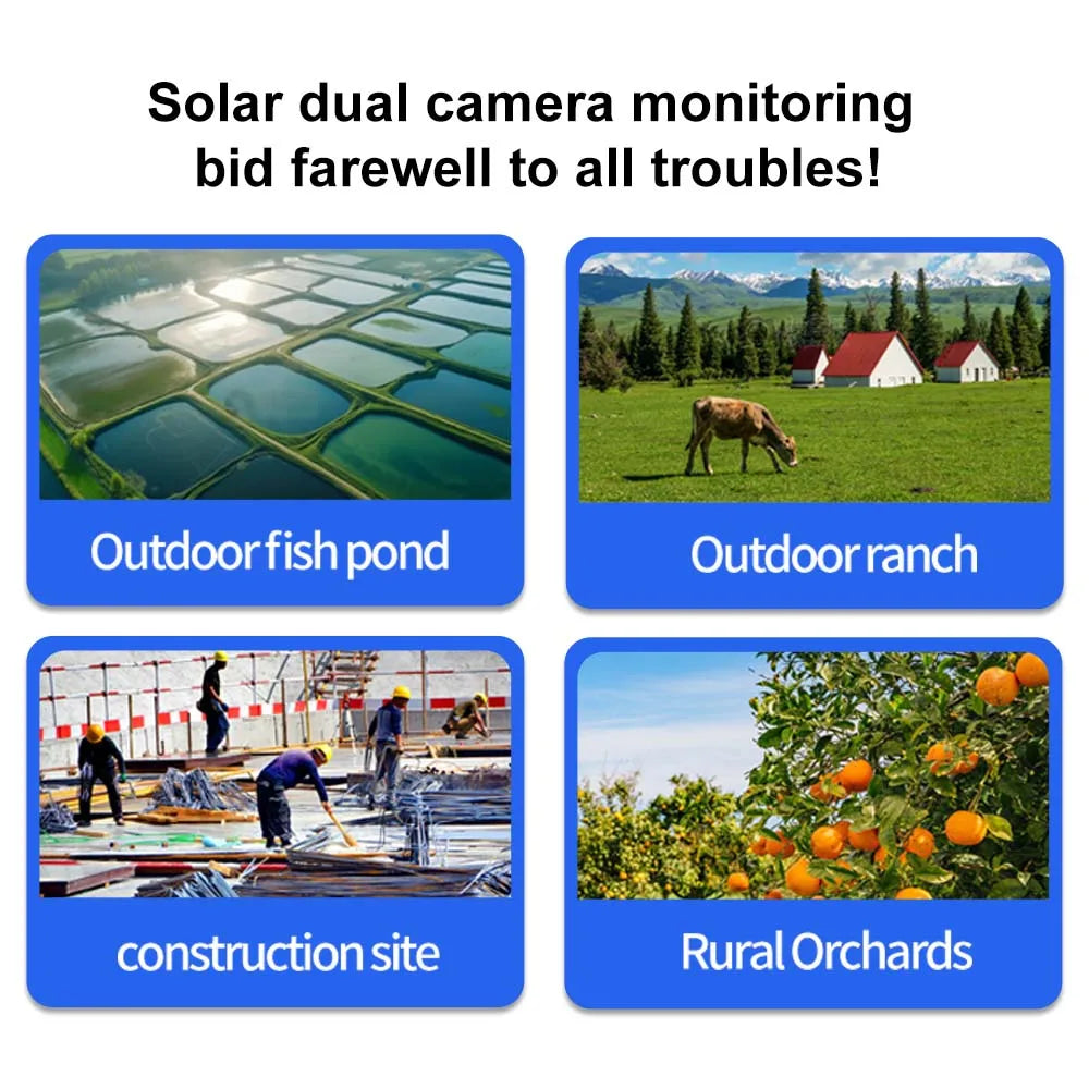 8MP 4K WiFi Solar Camera Outdoor Wireless CCTV Surveillance Camera With Solar Panel Dual Lens PTZ IP Cam Security Protection - Shoppiline