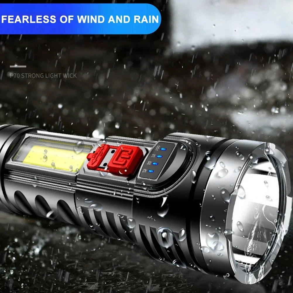5 LED High Power Led Flashlights Rechargeable Camping Torch 5 Lighting Modes For Outdoor Camping Adventure Lamp with Side Light