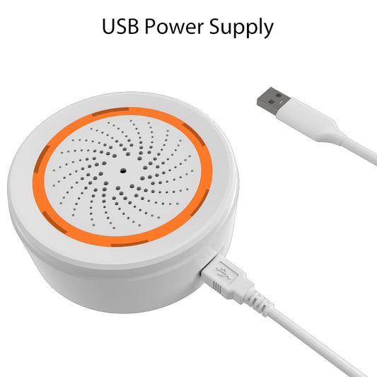 ONENUO Tuya Zigbee Smart Siren Alarm For Home Security with Strobe Alerts Support USB Cable Power and Built-in Battery - Shoppiline
