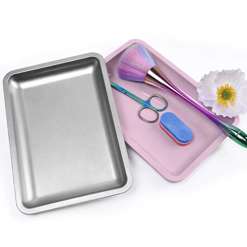 1pcs Stainless Steel Cosmetic Storage Tray Nail Art Equipment Plate Doctor Surgical Dental Tray Nails Dish Tool Storage Tray