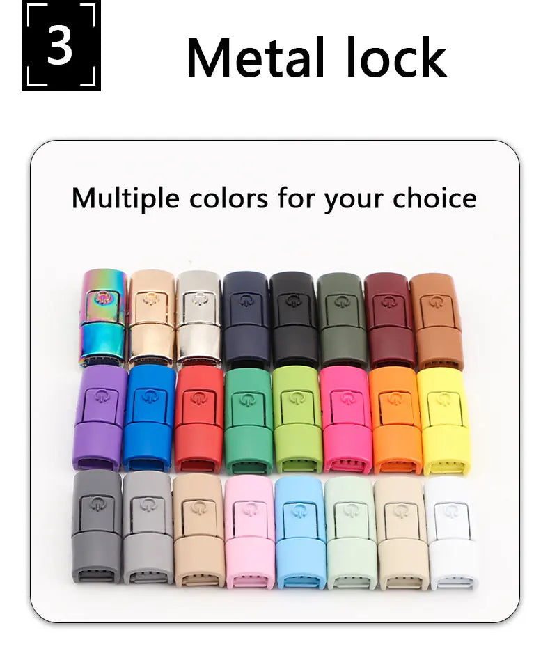Colorful Press Lock Shoelaces without ties Elastic Laces Sneaker 8MM Widened Flats No Tie Shoe laces Kids Adult Shoelace Shoes