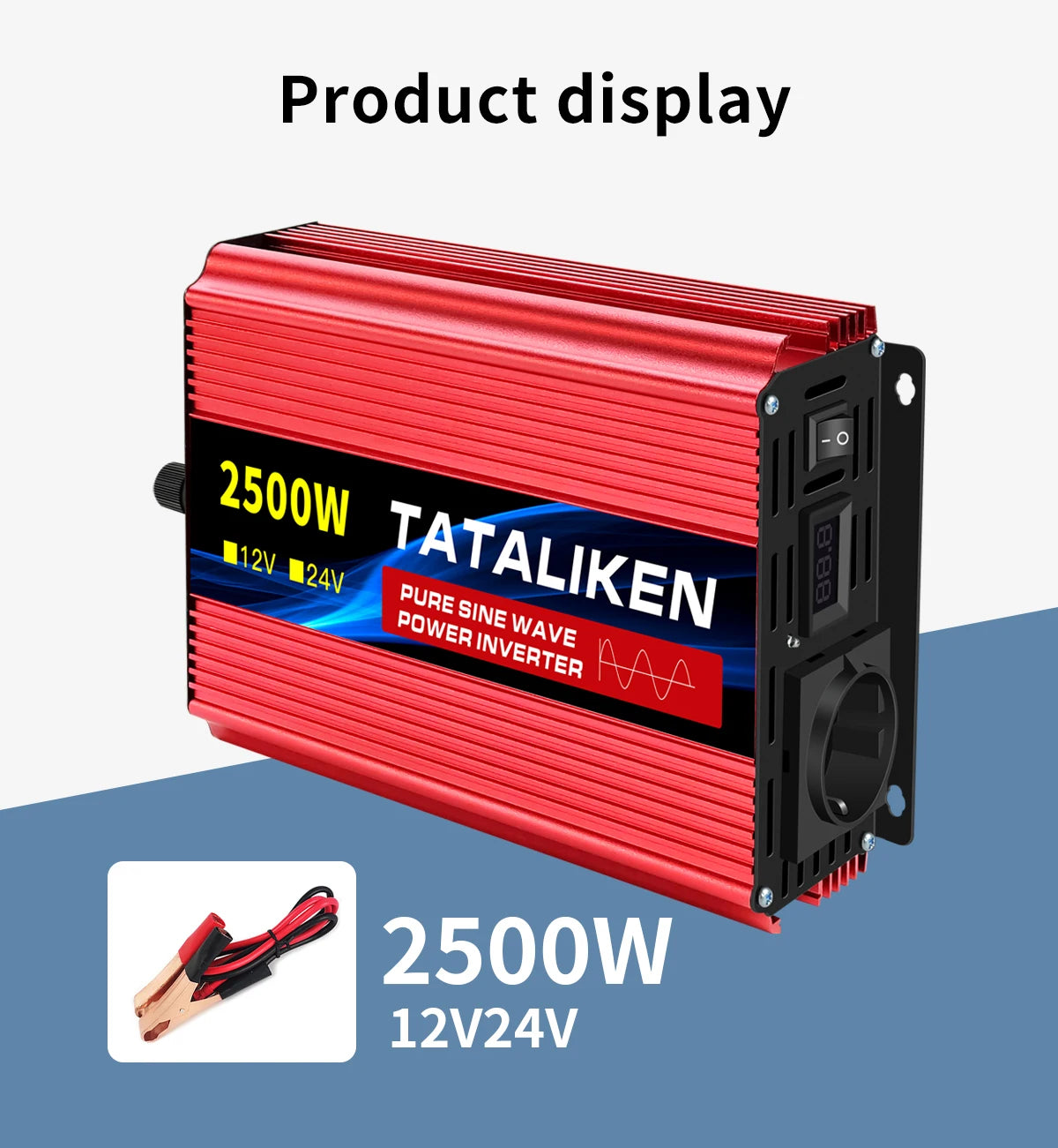 Inverter Pure Sine Wave  2500W/3500W/4500W/5000WDC 12V/24V to AC 220V 230V Voltage Transfer Converter Charging Adapter EU Socket - Shoppiline