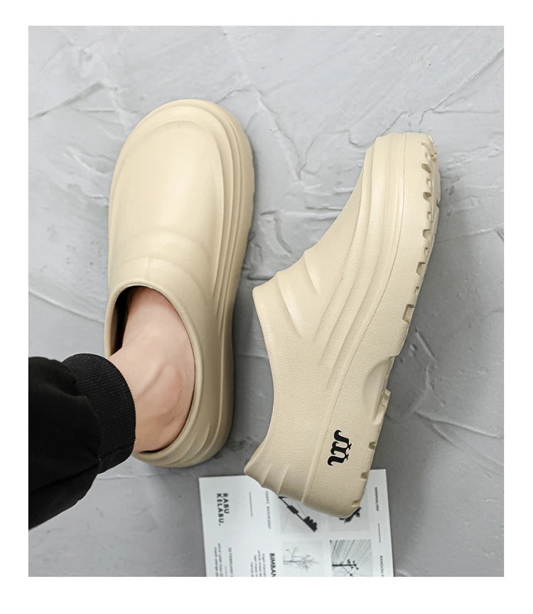 New Men's Anti-slip Chef Shoes Sandals For Men Working Shoes Waterproof Fashion Garden Shoes Clogs For Beach Slippers Size 36-48