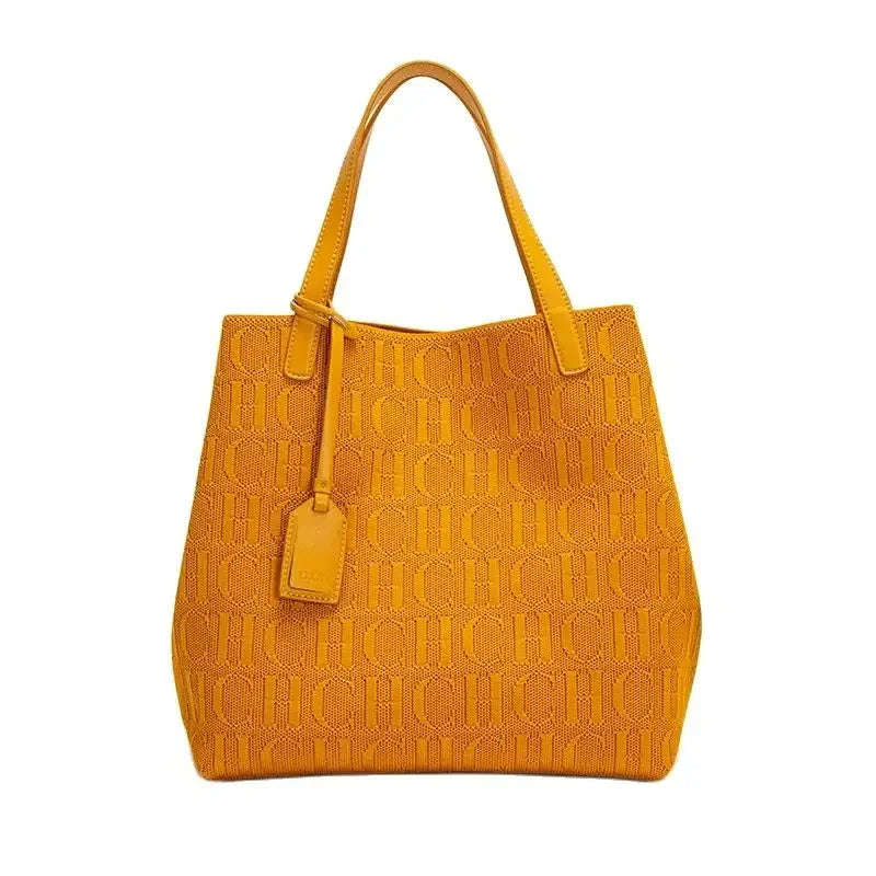 CH High Quality Craft Large Capacity Handbag Ladies Shoulder Bag Fashion Classic New Pure Color Outer Pocket Ladies Handbag - Shoppiline