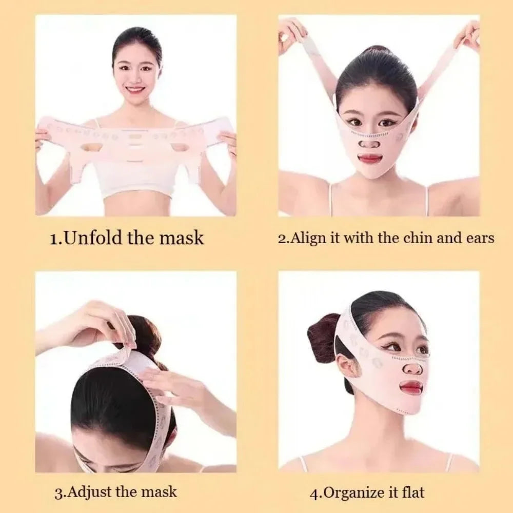 1 masque liftant réglable en V, bandage de remodelage du visage respirant et confortable réutilisable pour la réduction du double menton, le raffermissement, cadeau