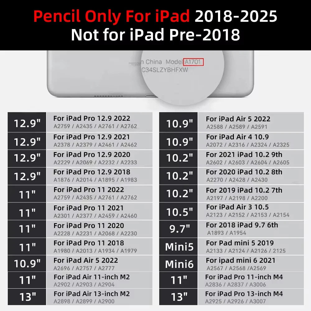 For iPad Pencil 2025 M3 Stylus Pen for Air 6 M2 Pro M4 M5 with Palm Rejection for iPad Pro 11 12.9 13 7/8/9/10/11th Mini5 6 7