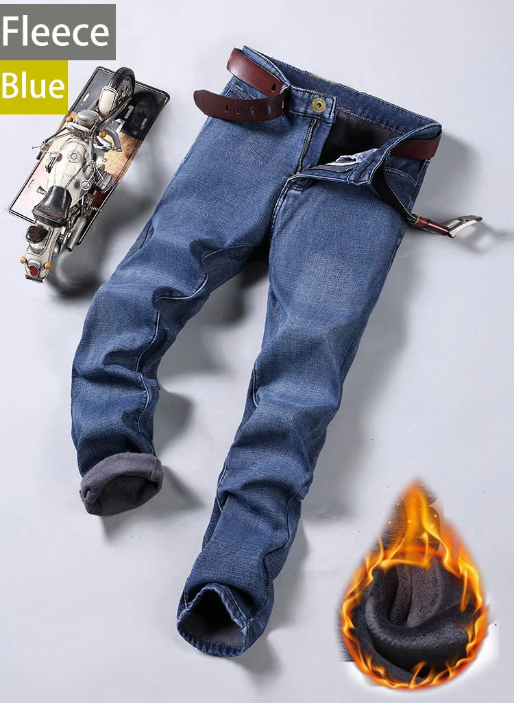 2026 New Business Men's Jeans Casual Straight Stretch Fashion Classic Blue Black Work Denim Pant Trousers Male  Clothing
