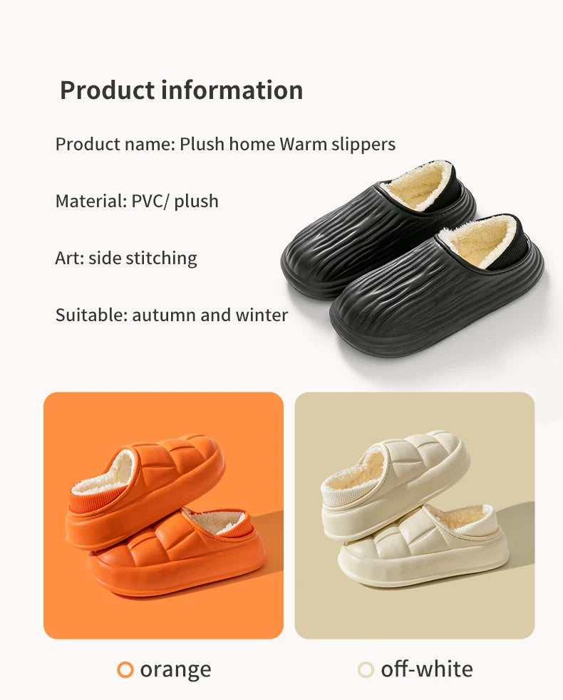 Winter Home Cotton Shoes Women's Thickened, Anti Slip, Waterproof, Snow Proof, Warm External Wear Cotton Slippers For MenMTX2244