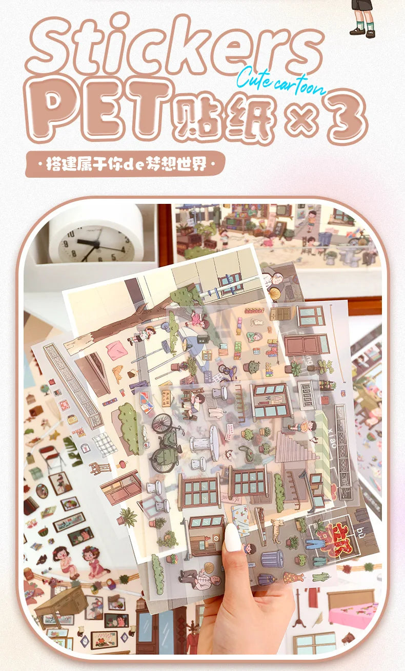 Kawaii convenience store 3D Childhood memories Landscape Sticker DIY Pocket Cabin Scene Halloweengifts