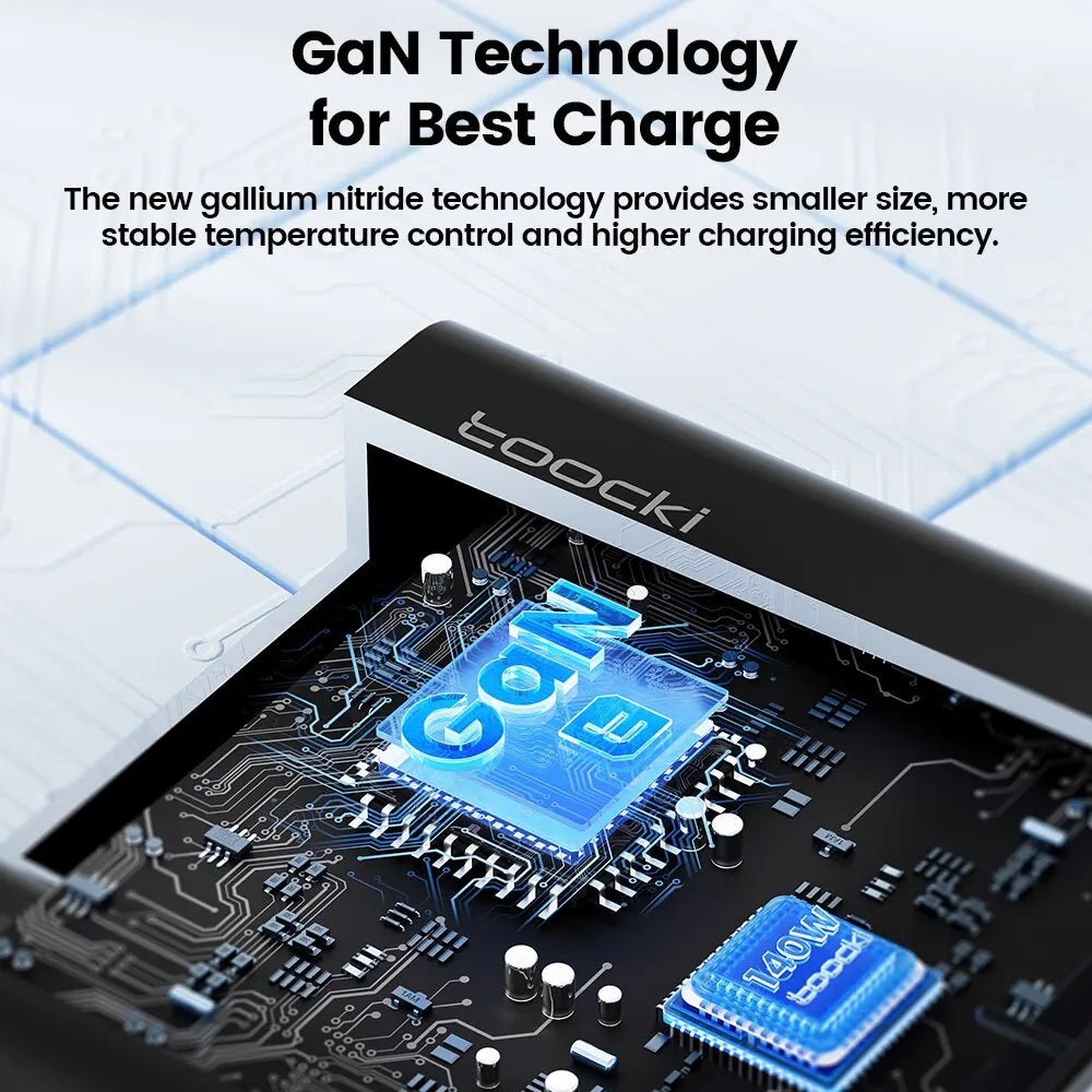 Toocki 140W GaN USB Charger 5in1 Desktop Fast Charge USB Type C Charger LED Display Charger For iPhone Xiaomi Smartphone Laptop - Shoppiline