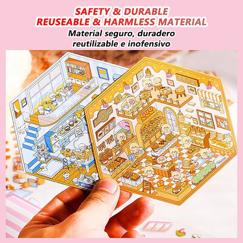 20Pcs 20in1 3D Cartoon Sticker Book | DIY Scenes Creative Gift for Kids, Portable Sticker Album for Birthday Christmas Crafts