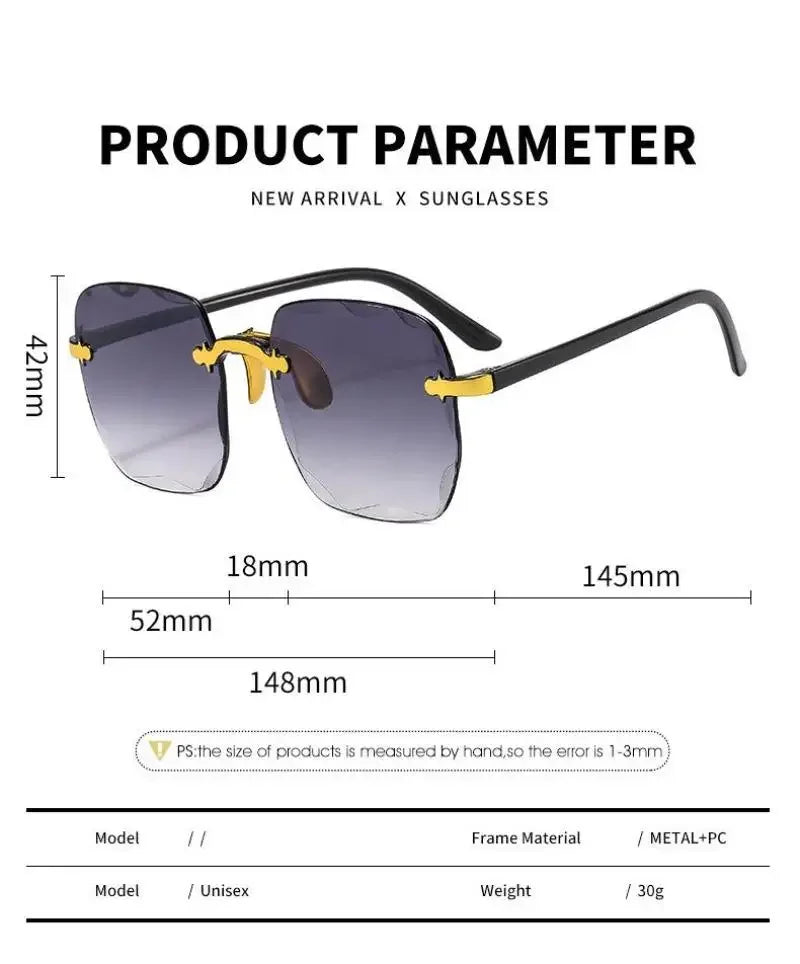 Frameless Sunglasses Y2K Gradient Fashion Korean Hip Pop Anti Ultraviolet Elegant Luxury Outdoor Travel Eyewear Women Unisex