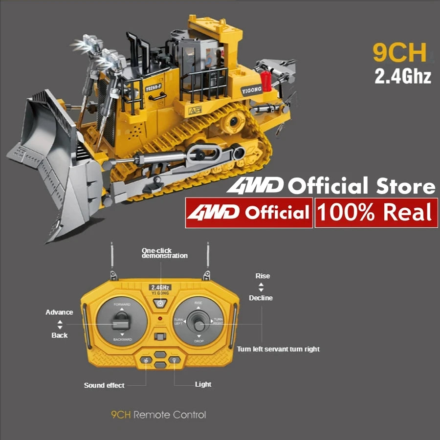 4WD Remote Control Excavator 4x4 Alloy Dump Truck Bulldozer Radio Model RC Car Construction Vehicle Toy Children Kids Gifts - Shoppiline