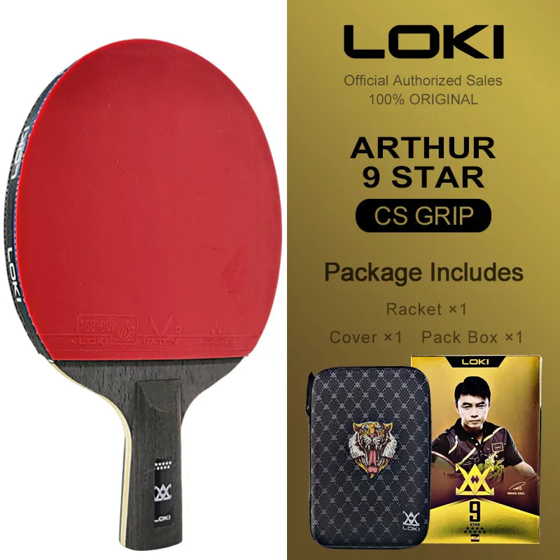 LOKI ARTHUR 9 Star Table Tennis Racket Carbon Offensive Lightweight Ping Pong Racket Paddle Bat with Sticky Rubber ITTF Approved - Shoppiline