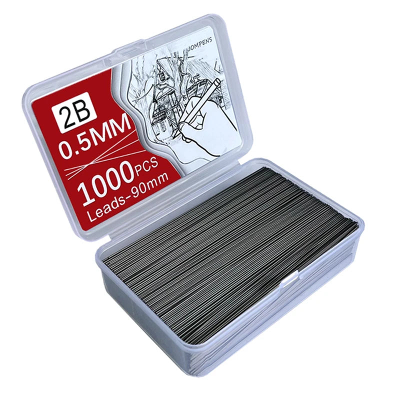1000Pcs Mechanical Pencil Lead Core 0.5 0.7 0.9 1.3 2.0mm Large Capacity Replaceable Pencil Refills Student Affordable Gift Box