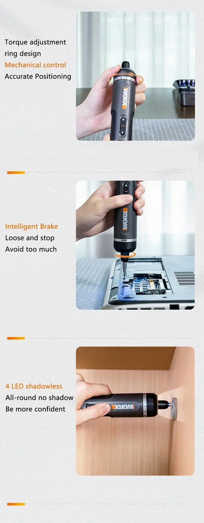 Worx 4V Electrical Screwdrivers Set WX242 Portable Smart Cordless Power Screw Driver Mini Electric Drill Home Repair Power Tool - Shoppiline