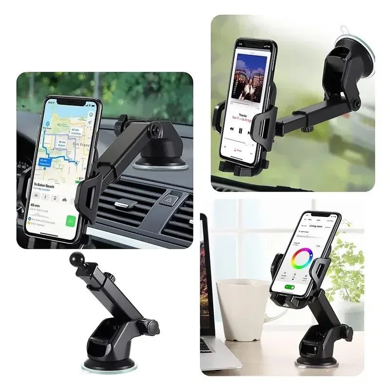 360° Rotatable Car Phone Holder Universal Windshield Suction Cup & Air Vent Mount Stand for Cellphone Stable Car Phone Bracket