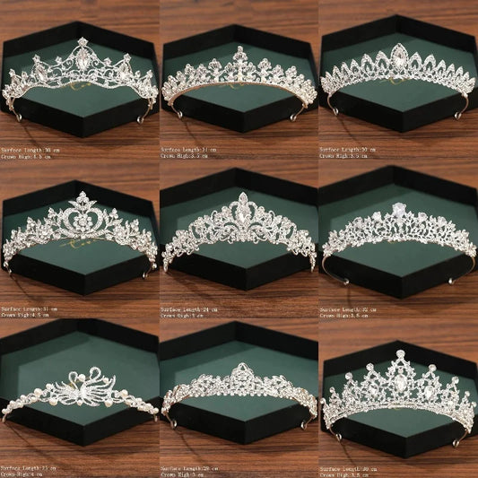 Silver Color Crown and Tiara Wedding Hair Accessories For Women  Crown For Bridal Crystal Rhinestone Diadema Tiaras Bride Crown