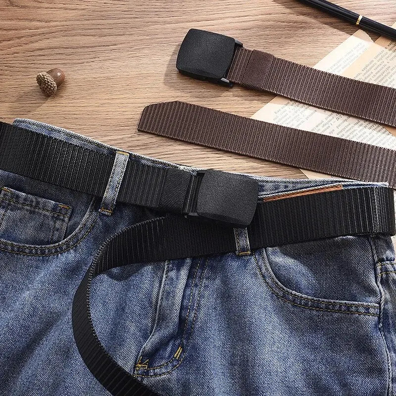 Men's Belt Outdoor Casual Canvas Belt Metal Free Training Nylon Tactical Belt，Versatile For Jeans, Dress，Casual ，For Men Women