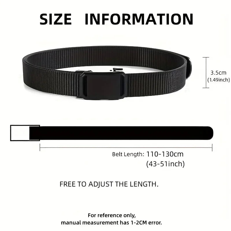 Quick Release Belt Automatic Buckle, Tactical Military Canvas Webbing for Men, Durable Outdoor Workwear Training Pants