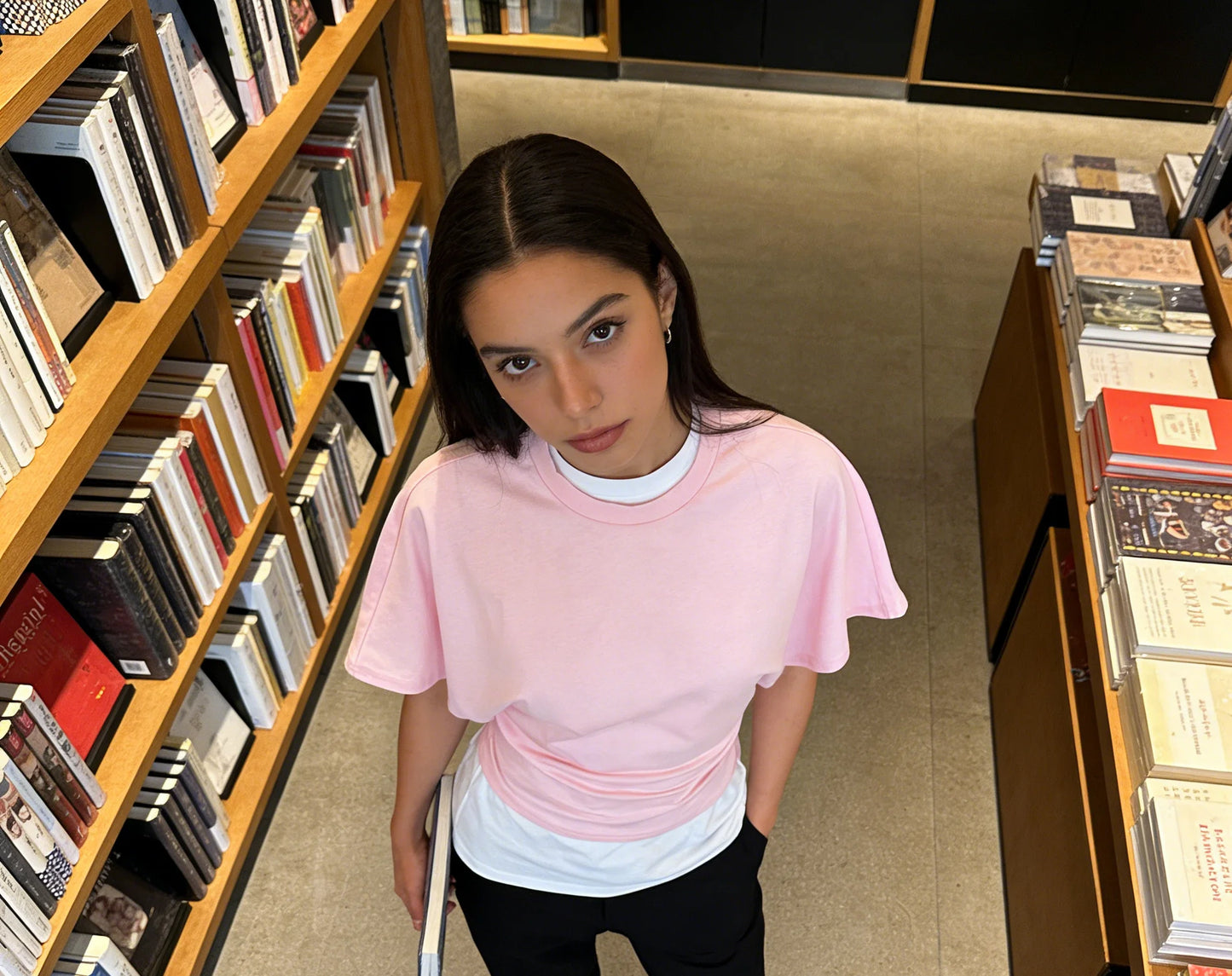 Women's New Arrival Solid Colour Pure Cotton Crew Neck Pullover Short-Sleeved Loose-Fit Waist-Defining Cropped Top with Exposed