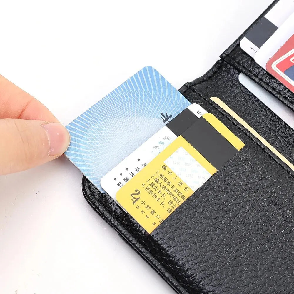Tragbares Super Slim Weiches Portemonnaie für Herren PU Leder Mini Ausweis Kreditkarten Geldbörse Kartenhalter Portemonnaie Dünne Kleine Kurze Brieftaschen