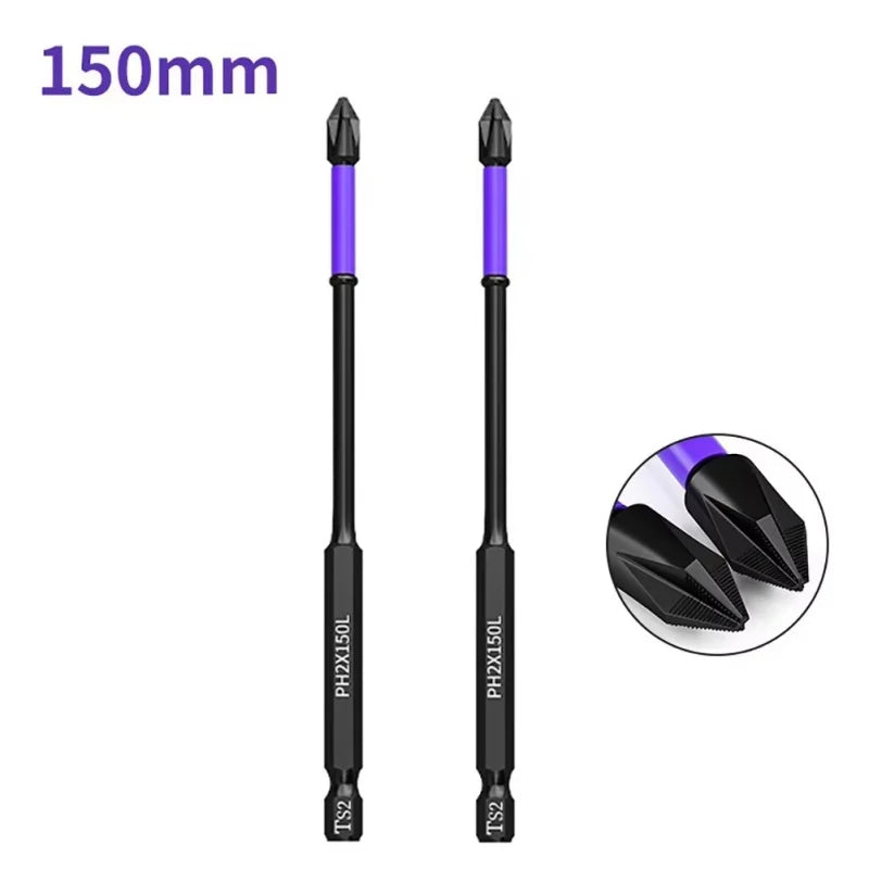 6/12 Embouts de tournevis magnétiques antidérapants antichocs Phillips embouts à chocs tige hexagonale en acier allié adaptés aux outils électriques