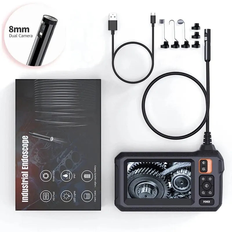 Industrial Endoscope Camera 8mm HD1080P 4.3inch IPS Screen 1080P Pipe Inspection Camera for Car Repair IP67 Waterproof 8 LEDS - Shoppiline