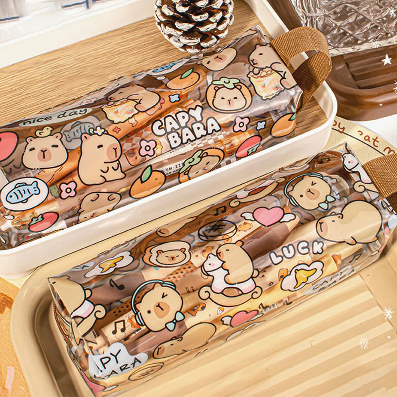 Creative Capybara Pencil Cases Cartoon Cute Pen Bags Kawaii Zipper Pencil Case Students Stationery School Office Supplies Gifts