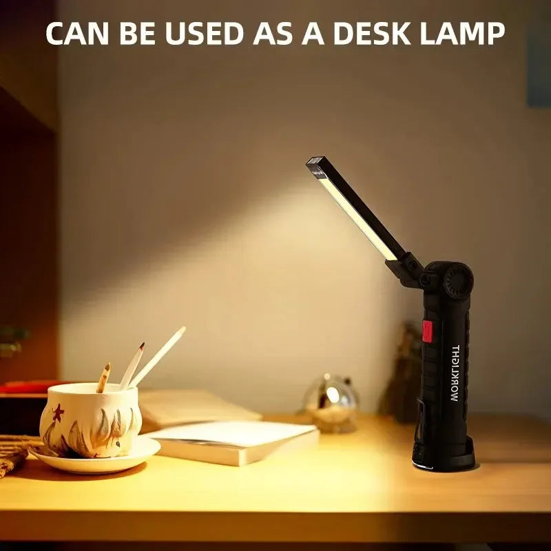 USB Rechargeable LED Camping Flashlight with Magnet And Hook Waterproof Work Light 3 Lighting Modes Suitable for Night Work