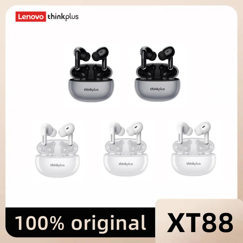 5PCS Original Lenovo XT88 Wireless Bluetooth Headset Ultra Long Standby Battery TWS Sport In-Ear Binaural HD Microphone